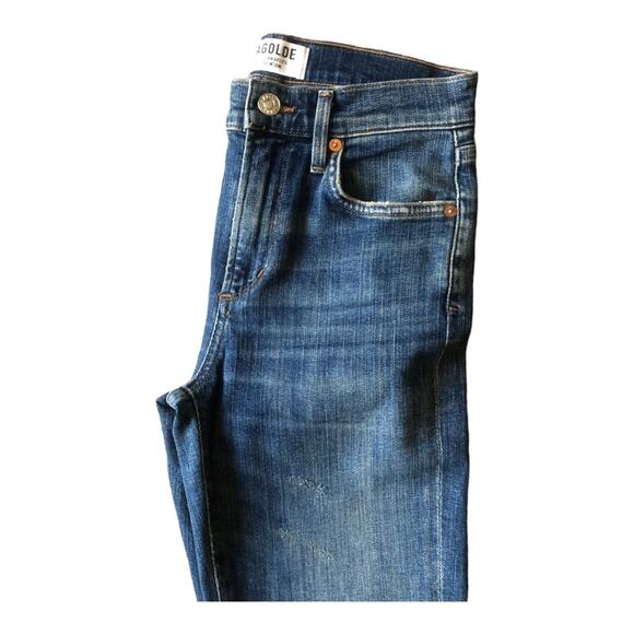 AGoldE Sophie Distressed Light Wash High Rise Skinny Jean, Light Indigo Wash, 24 - Picture 4 of 16